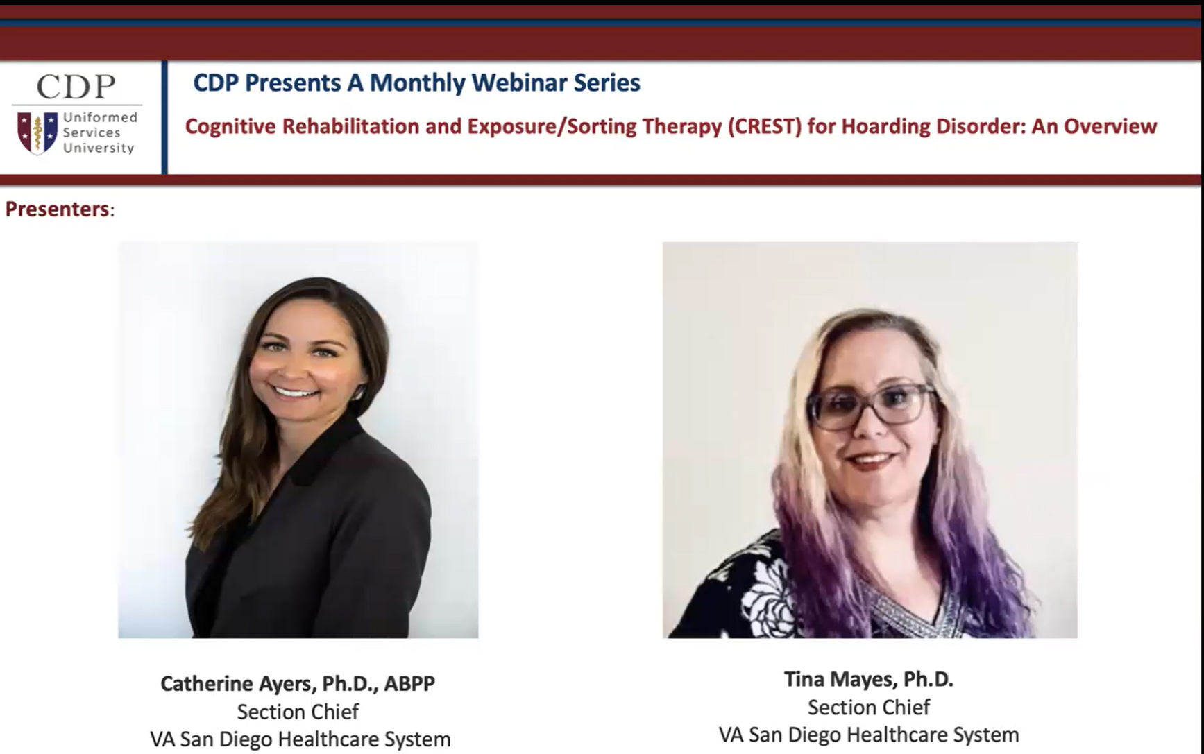 CDP Presents: Cognitive Rehabilitation and Exposure/Sorting Therapy (CREST) for Hoarding Disorder: An Overview