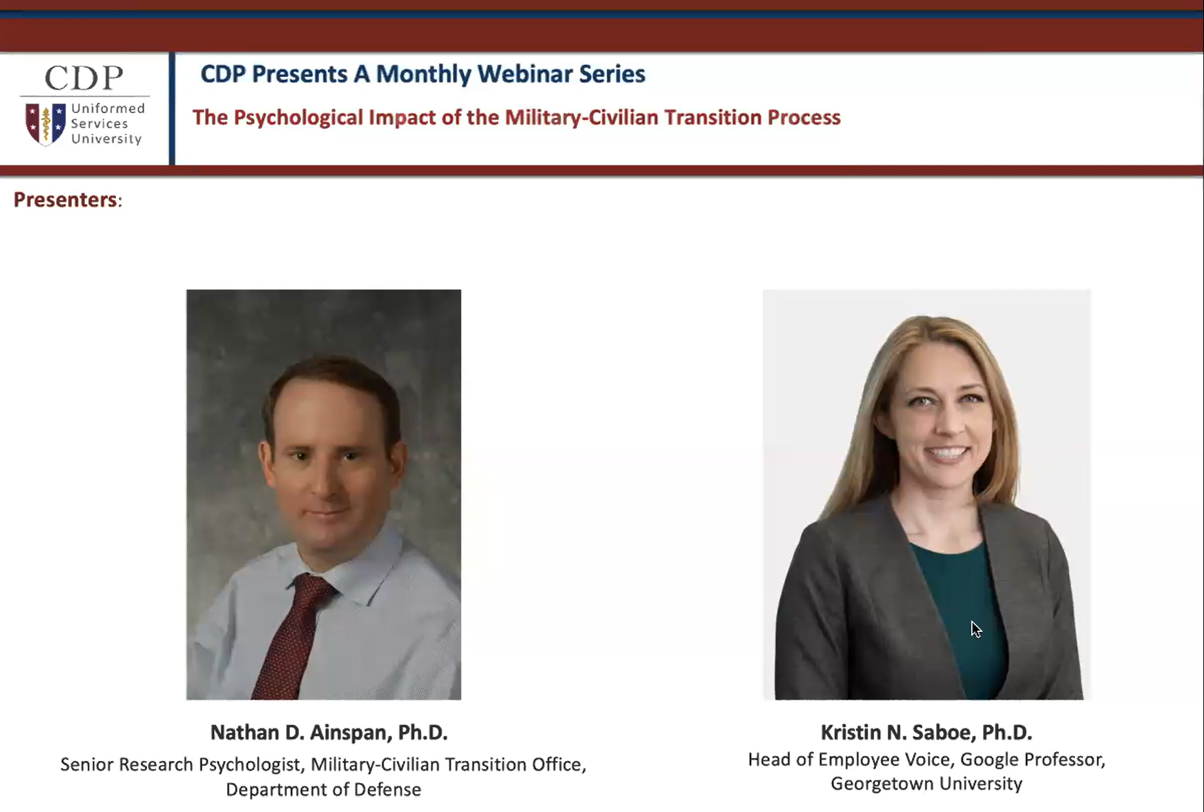 CDP Presents: The Psychological Impact of the Military-Civilian Transition Process