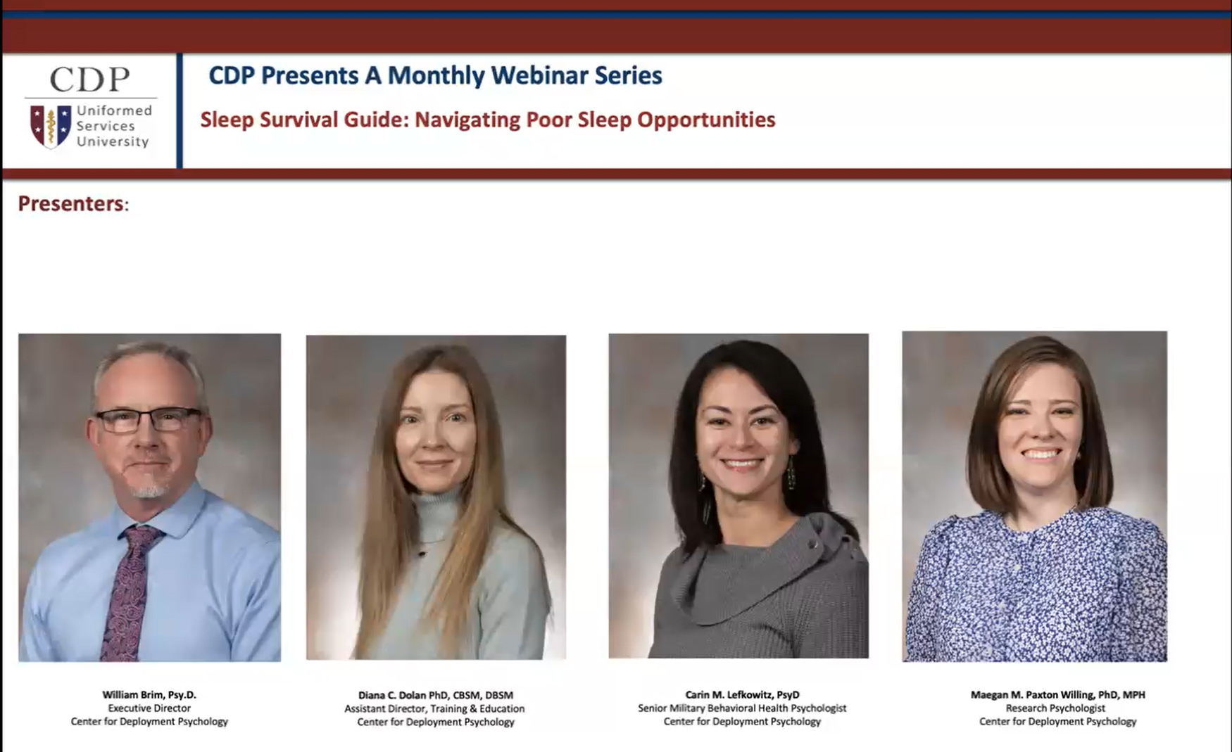 CDP Presents: Sleep Survival - How to Manage Poor Sleep Opportunities