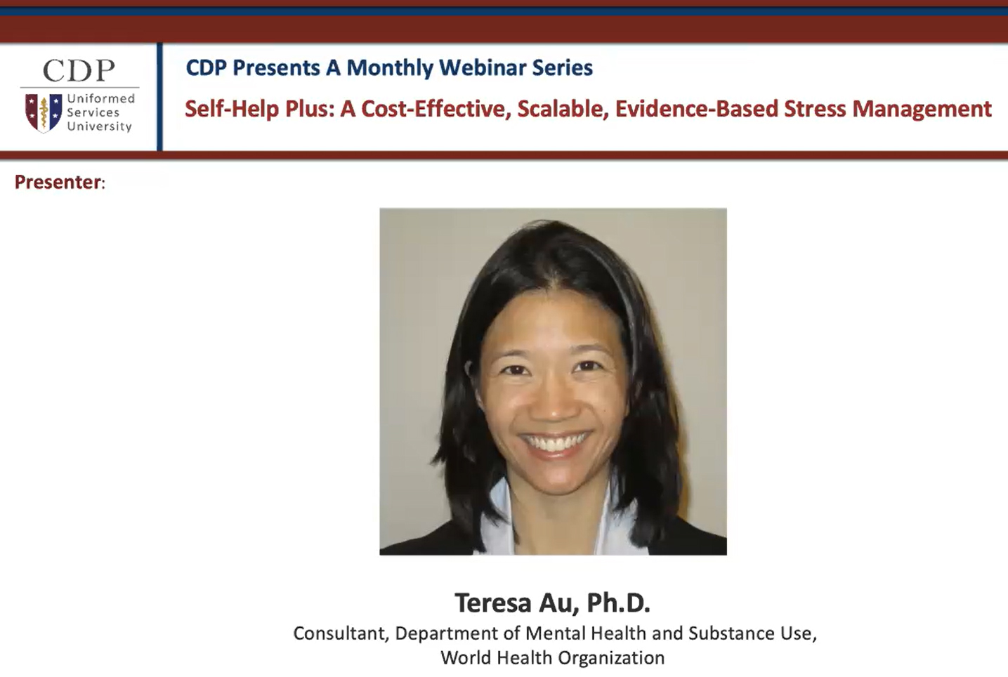 CDP Presents: Self-Help Plus: A Cost-Effective, Scalable, Evidence-Based Stress Management Course