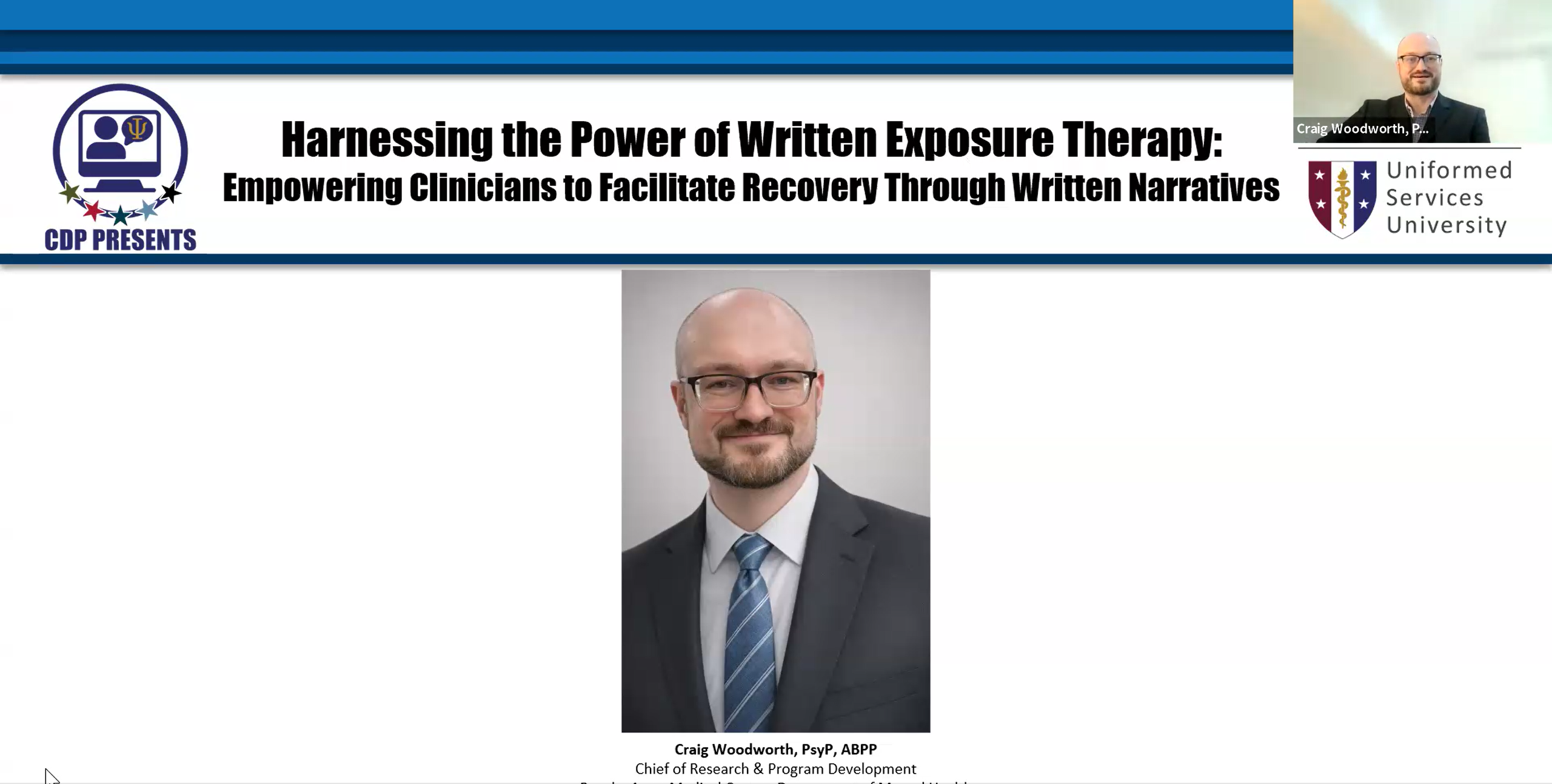 CDP Presents: Harnessing the Power of Written Exposure Therapy: Empowering Clinicians to Facilitate Recovery Through Written Narratives